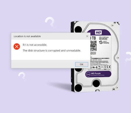 disk structure is corrupted and unreadable