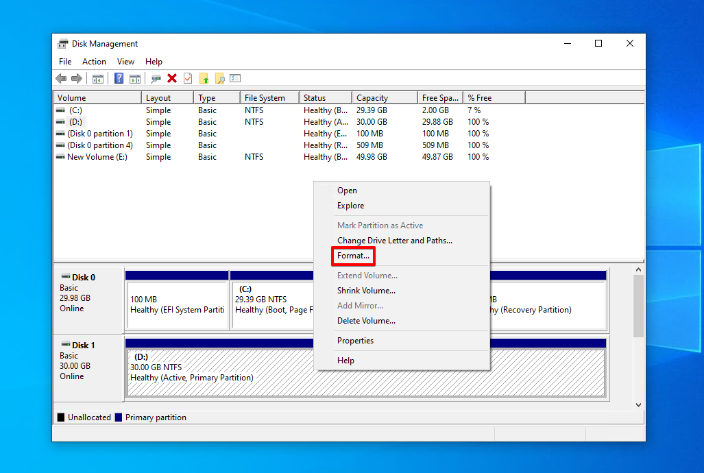 Formatting the crashed drive's volume.