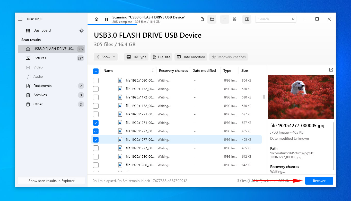 Recovering data with Disk Drill.