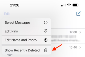 show recently deleted messages iphone