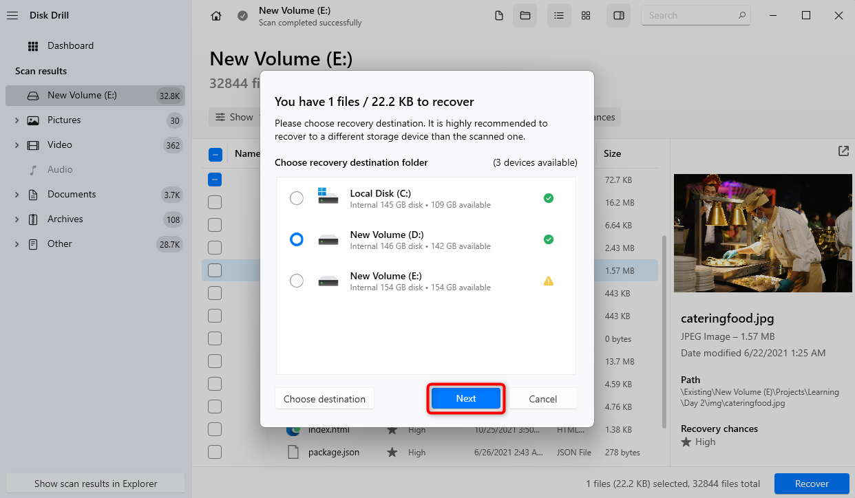 recovering files using Disk Drill