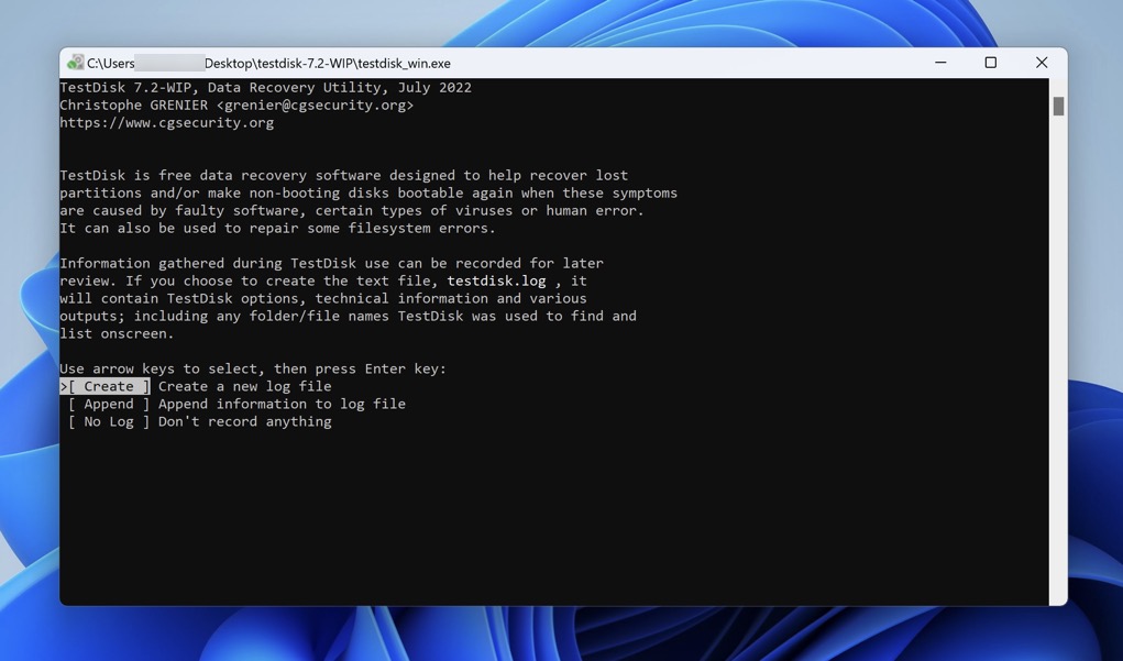 testdisk καινούργιο αρχείο καταγραφής windows