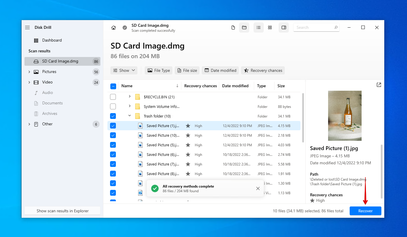 SDカードからデータを回復する。