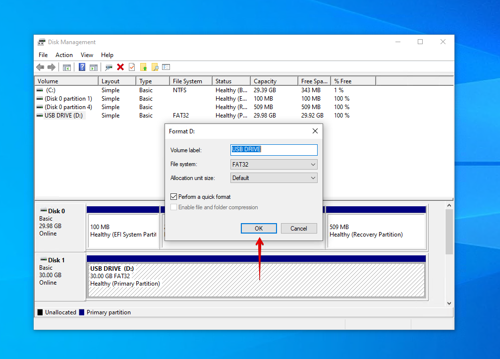 Formatting the USB.