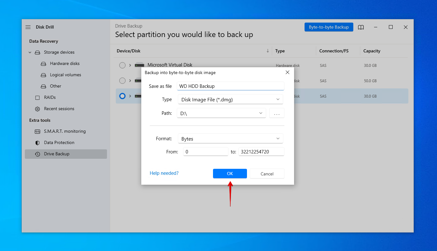 Creating the WD hard drive image.