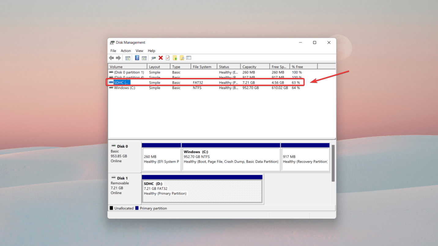 using disk management to format