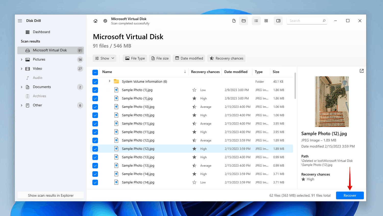 Recovering unallocated data.