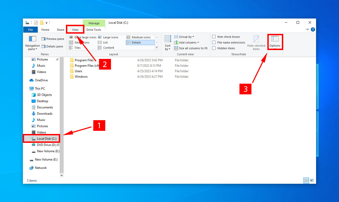 navigating to folder options