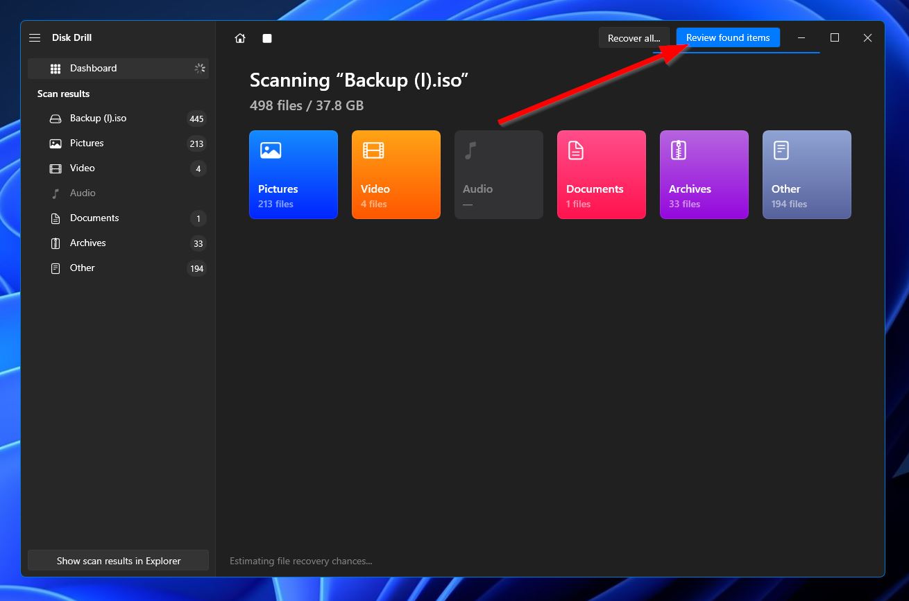 scanning af harddisk-backup