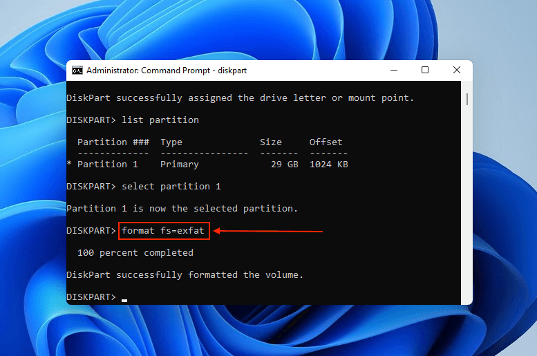 format command in Command Prompt