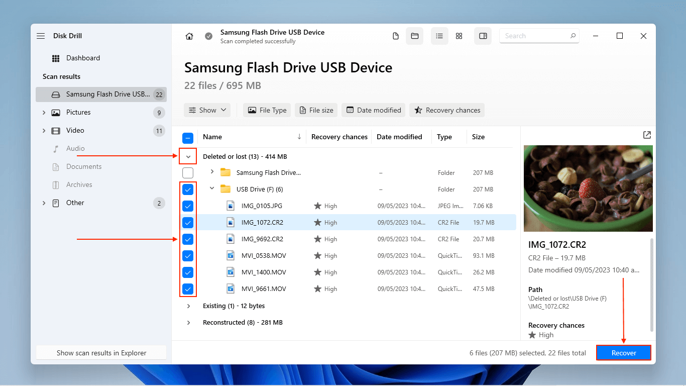 Preview window in Disk Drill