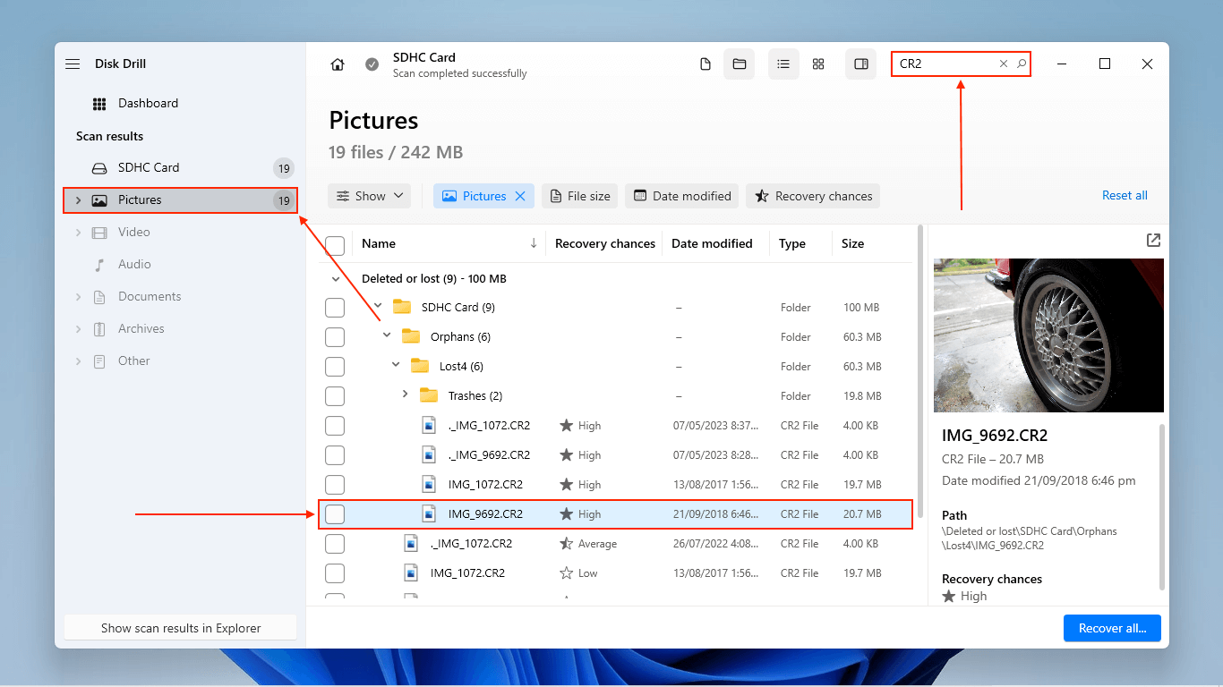 Forhåndsvindue i Disk Drill for Windows