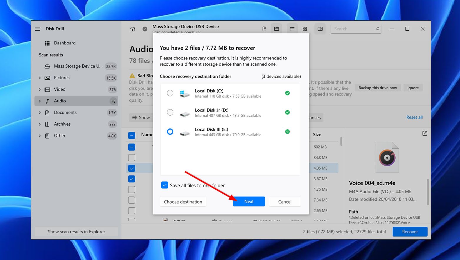 Selecionar Localização do Disk Drill