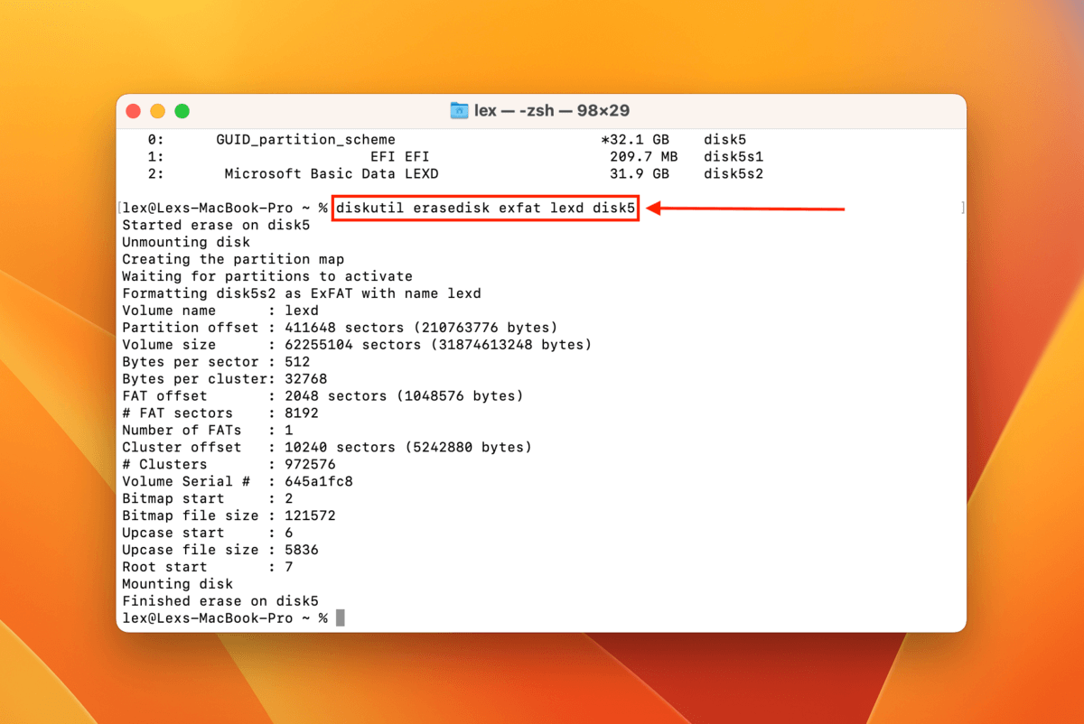 erase command in Terminal