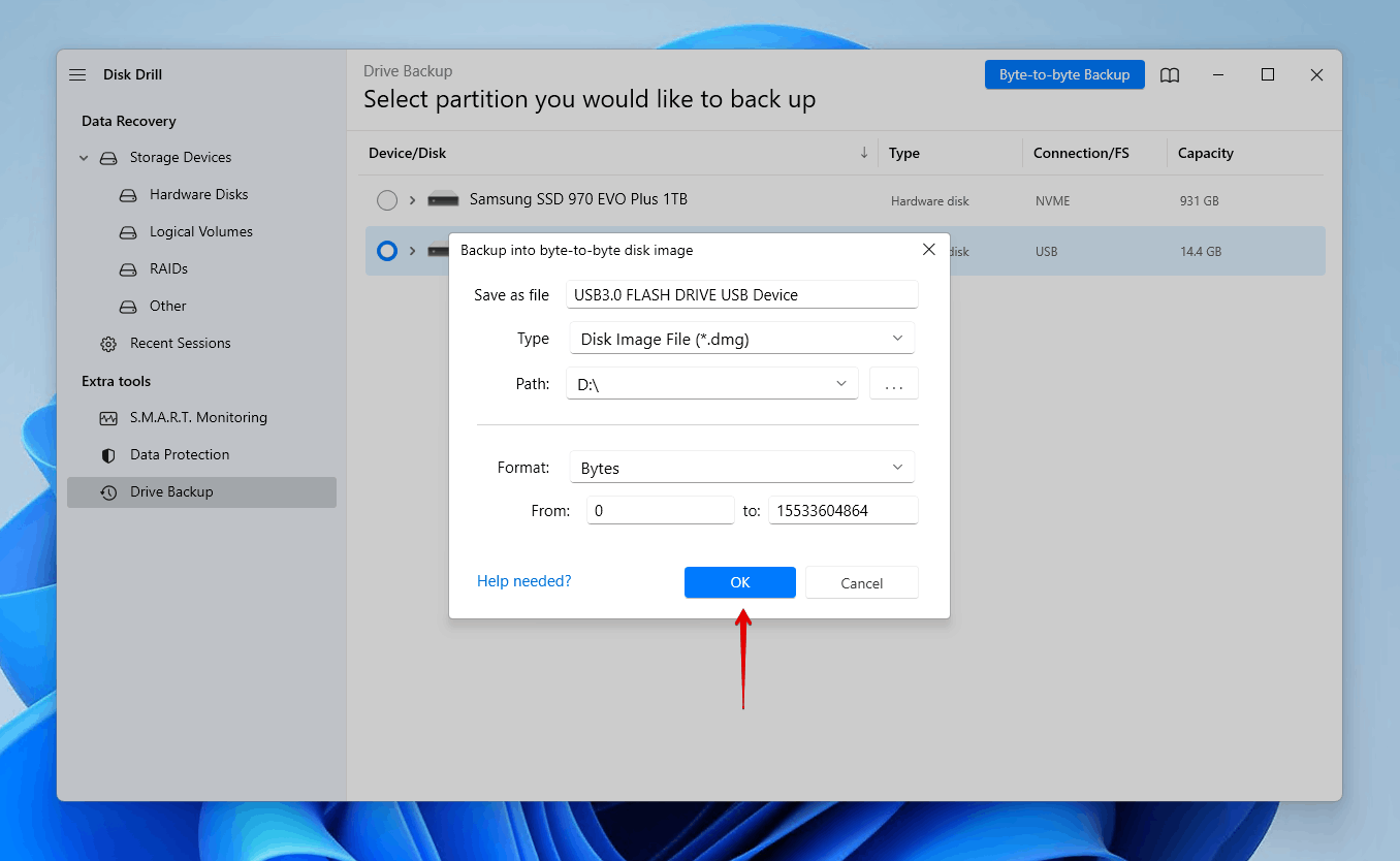 Creating the PS4 byte-to-byte backup.