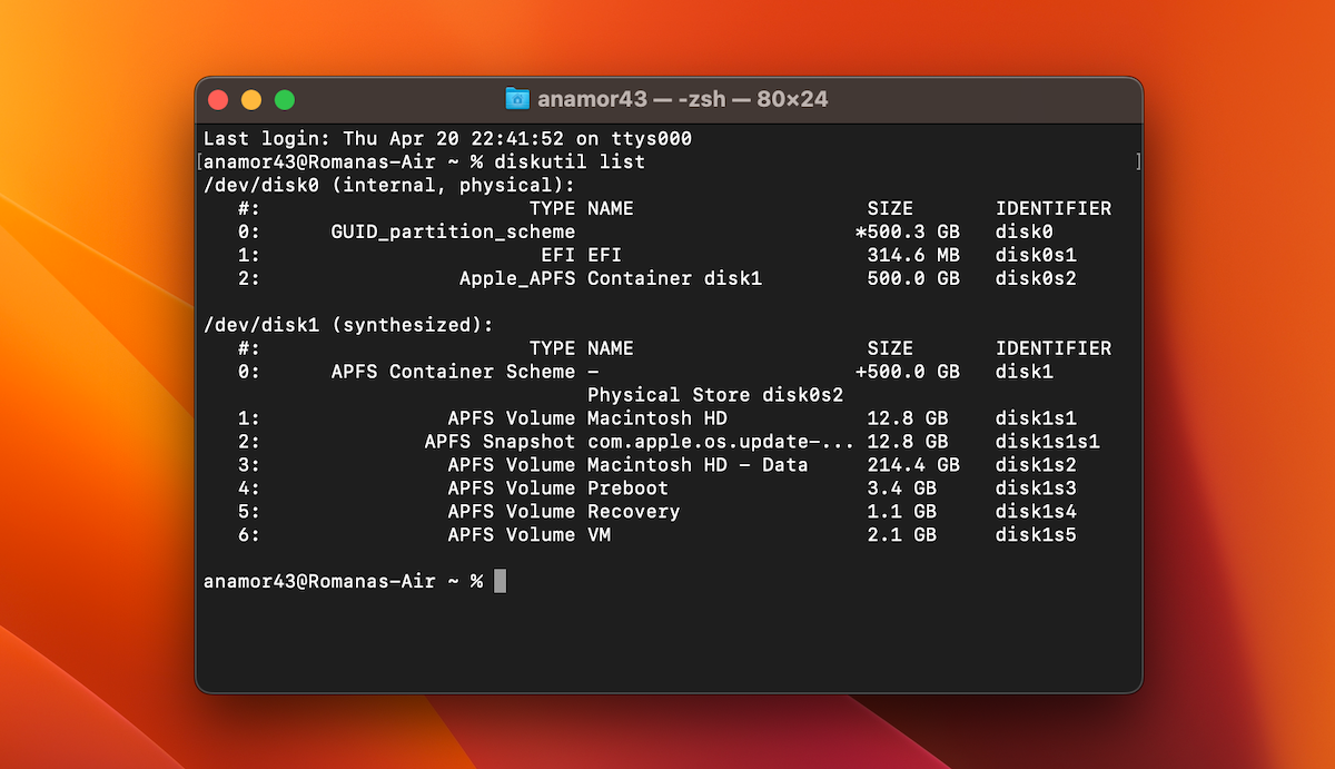 drive identifier terminal mac