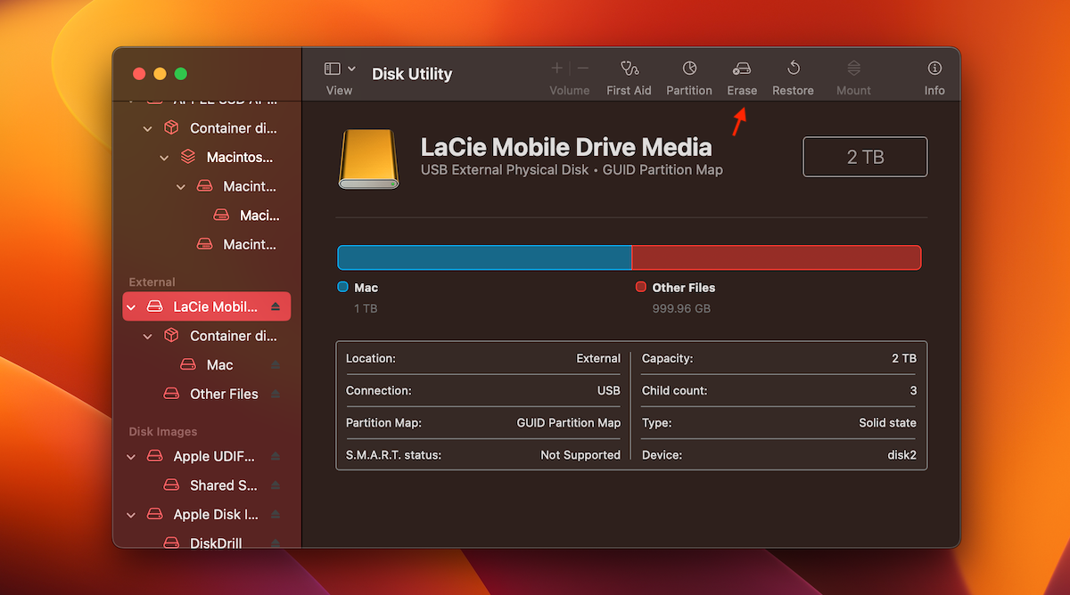 erase drive disk utility mac