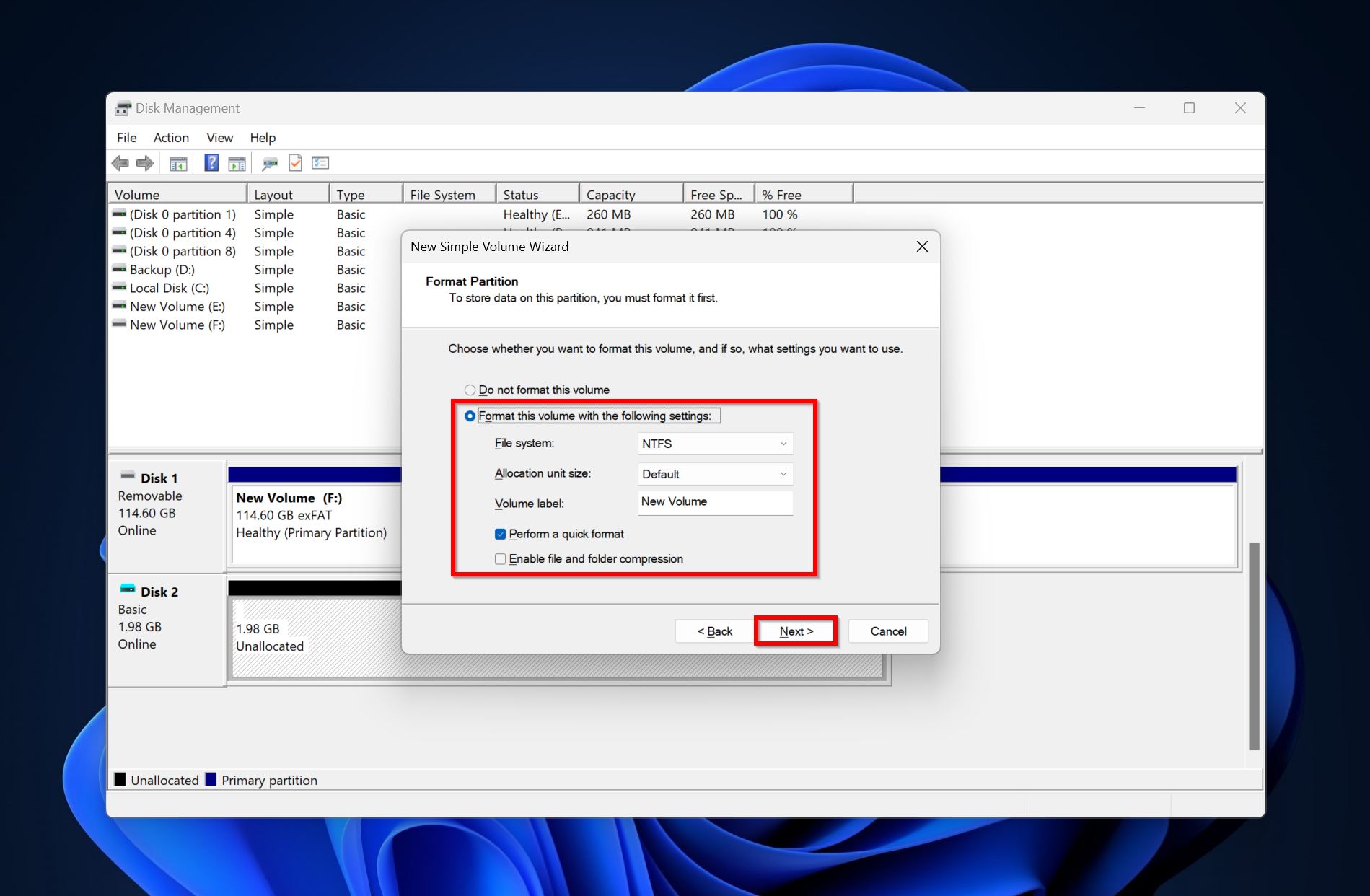 Format parameters.