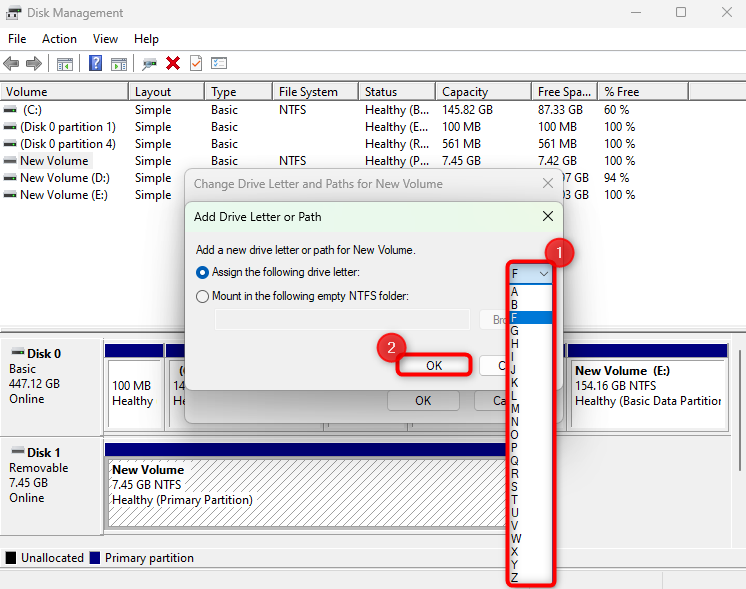 Assigning a new drive letter to the Fujitsu drive.