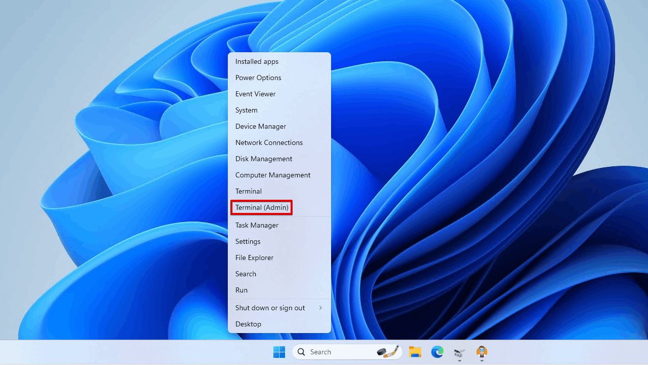 Opening Terminal (Admin).