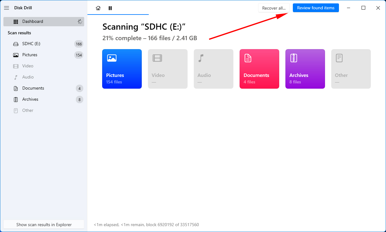 Disk Drill Scanning