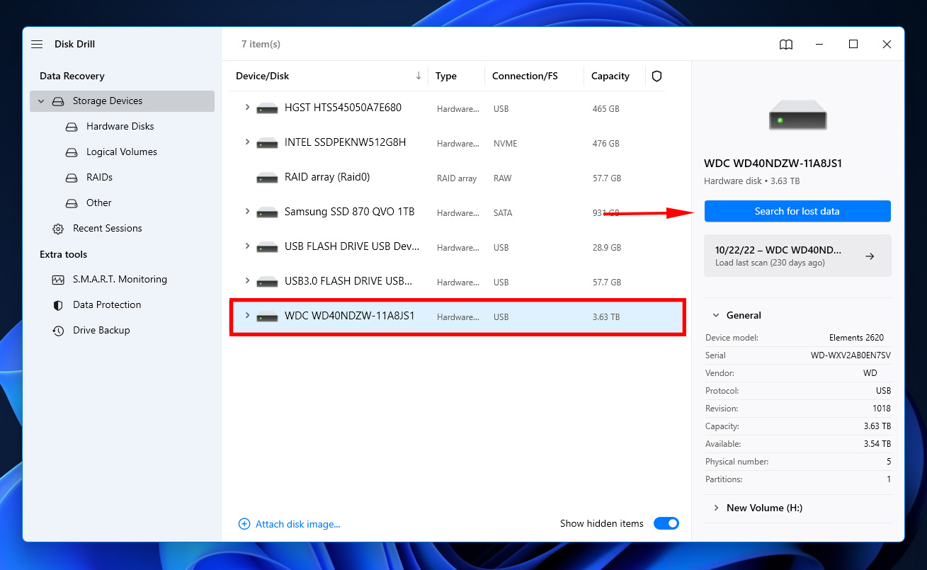 Searching the disk for lost data.