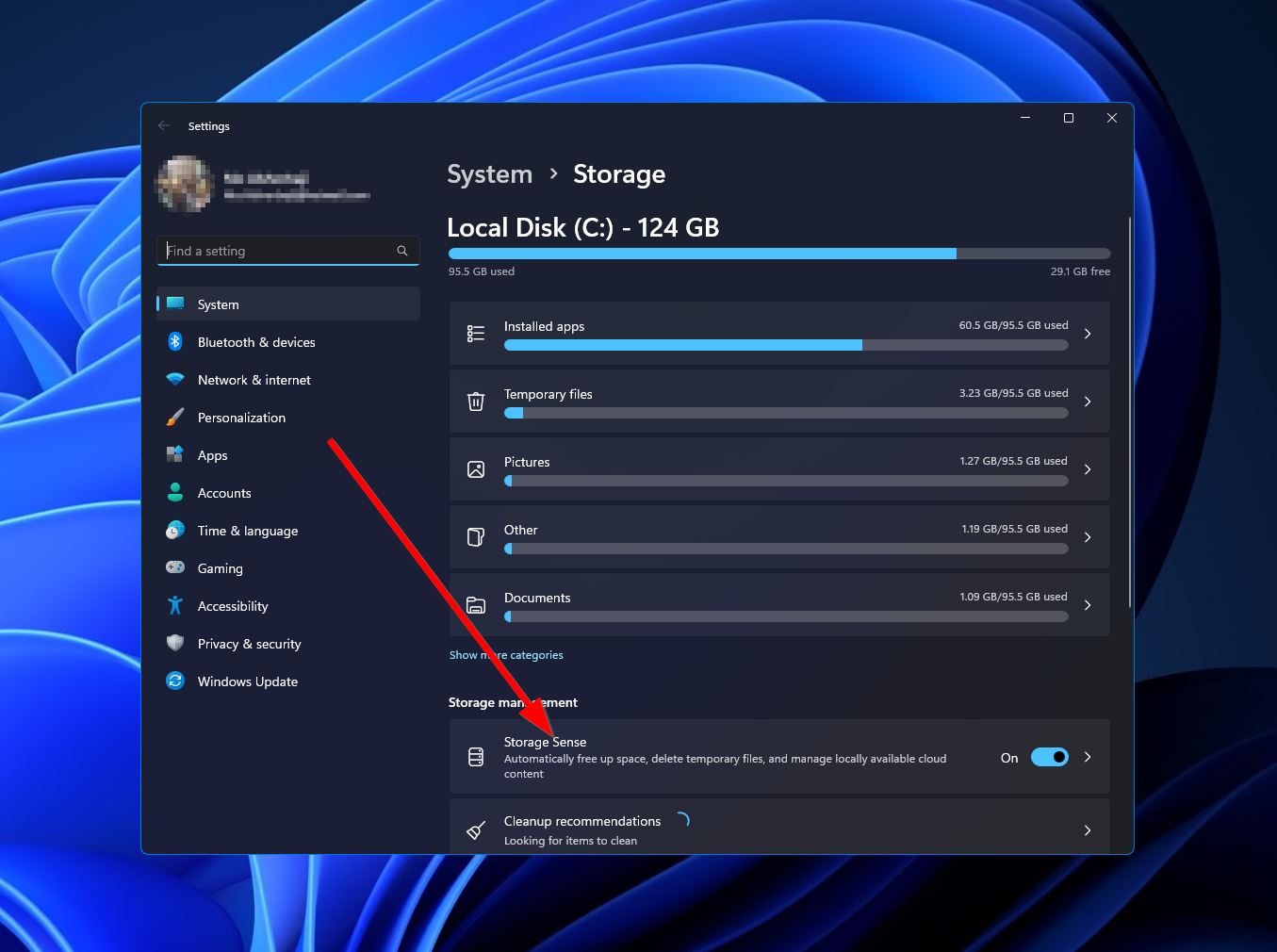 system storage sense