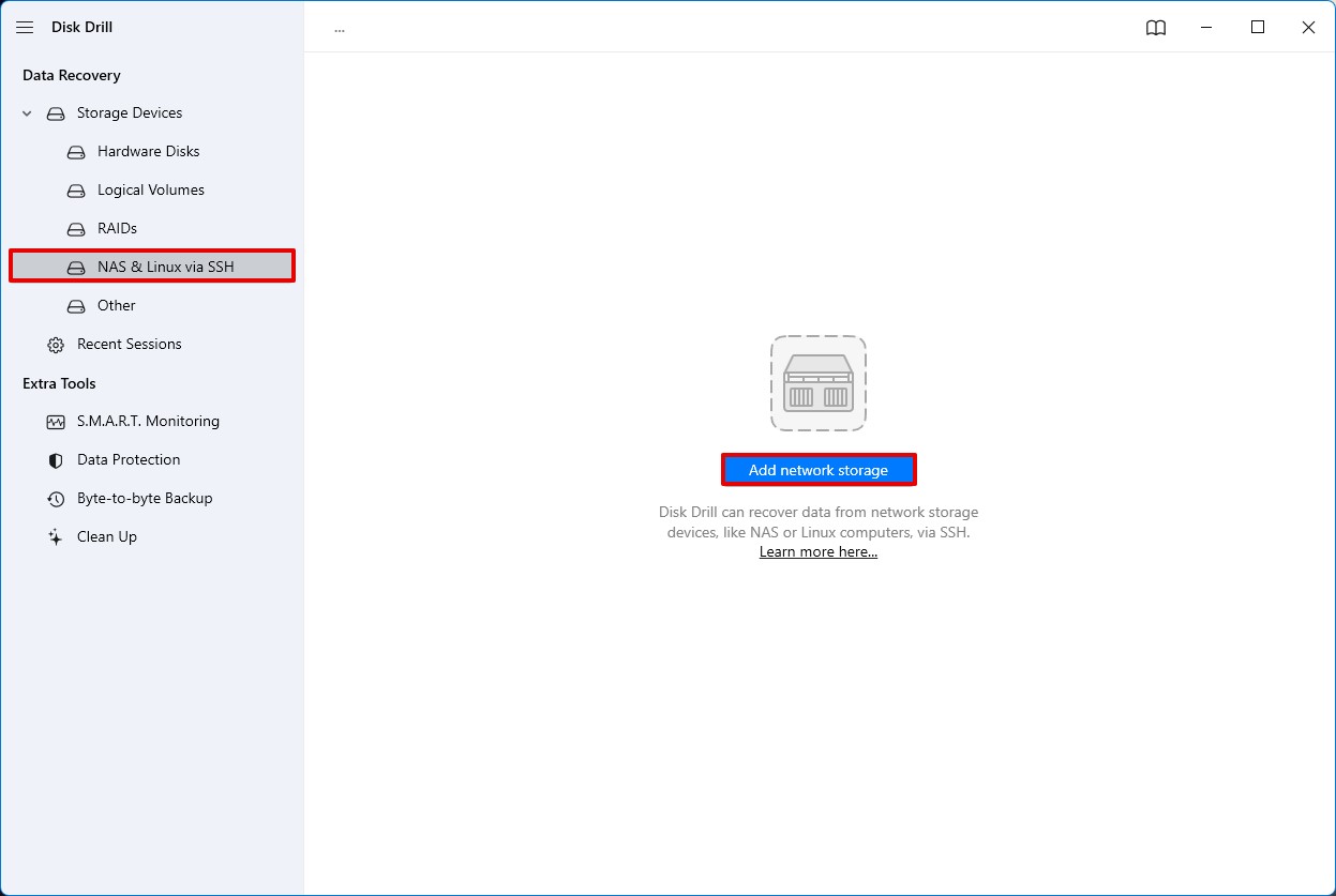 connect NAS storage to Disk Drill