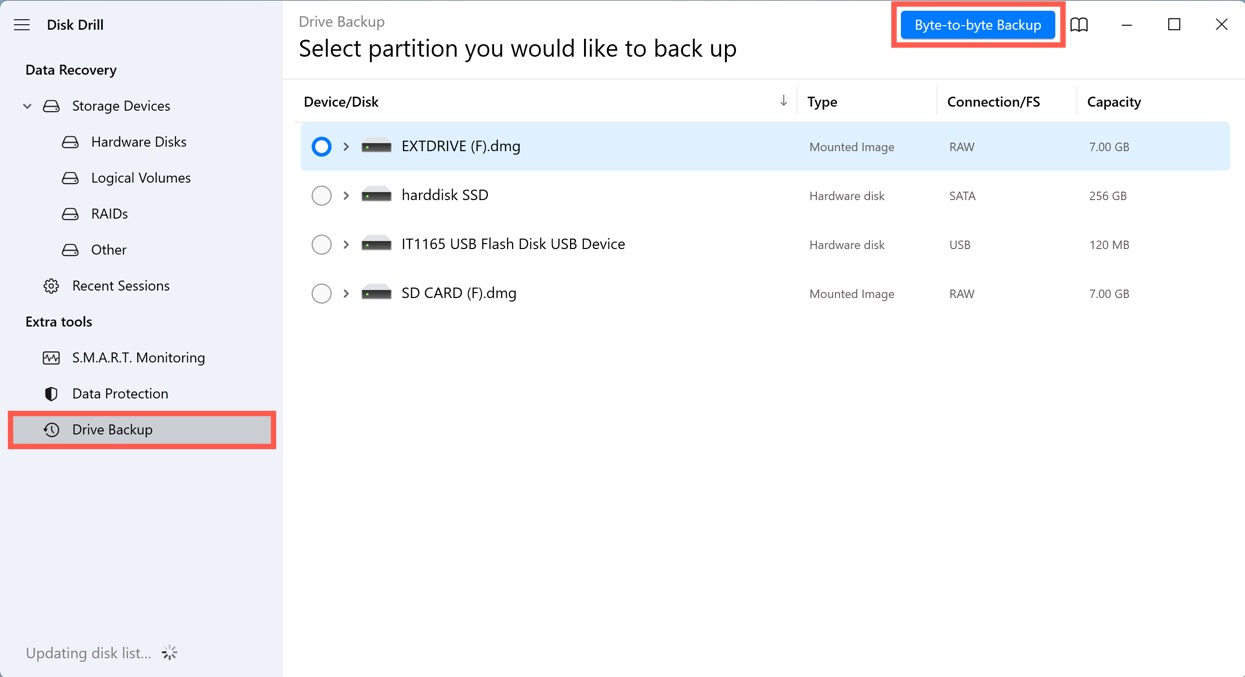 byte for byte backup disk drill