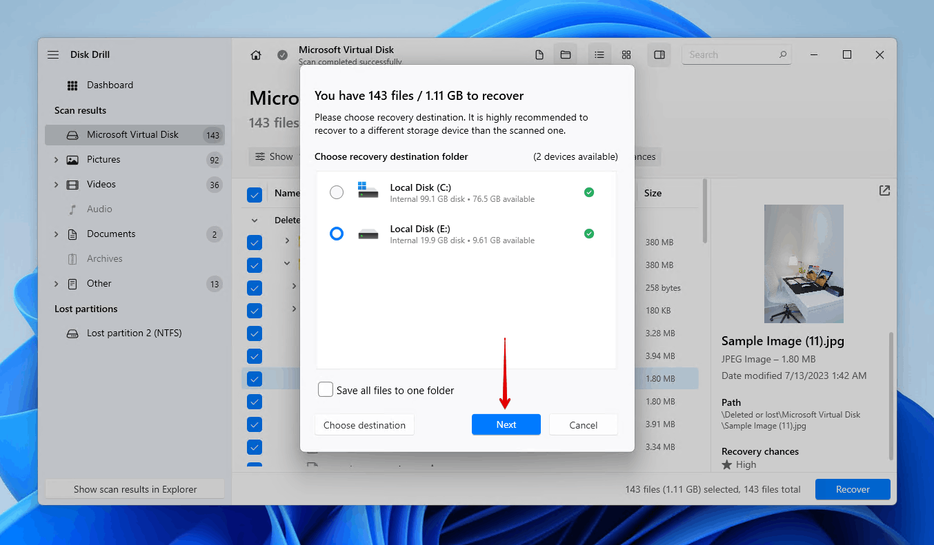 Finishing formatted partition recovery.