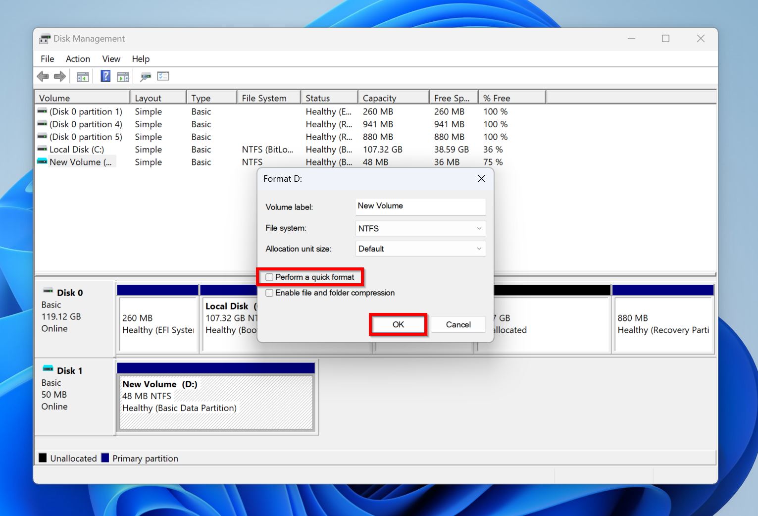 Format parameters window.