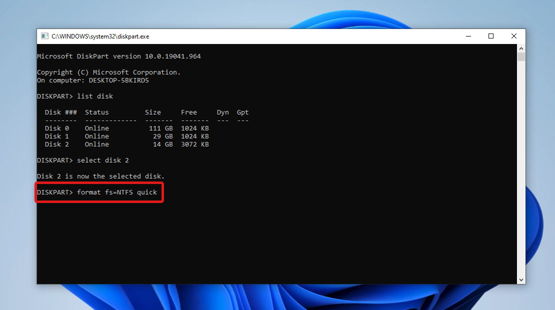 format drive command prompt