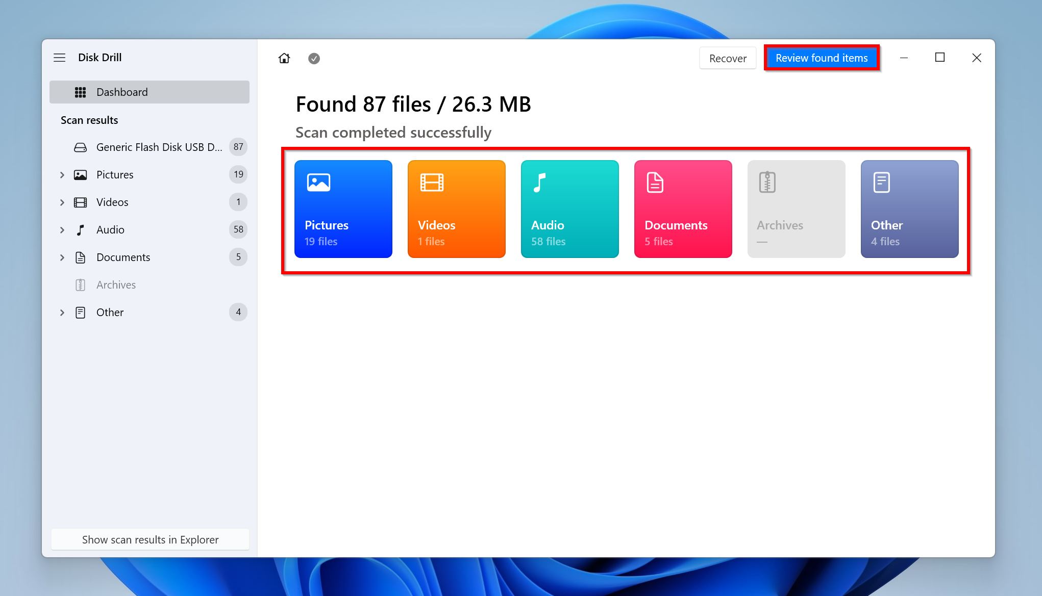 在 Disk Drill 中的查看发现的项目屏幕。