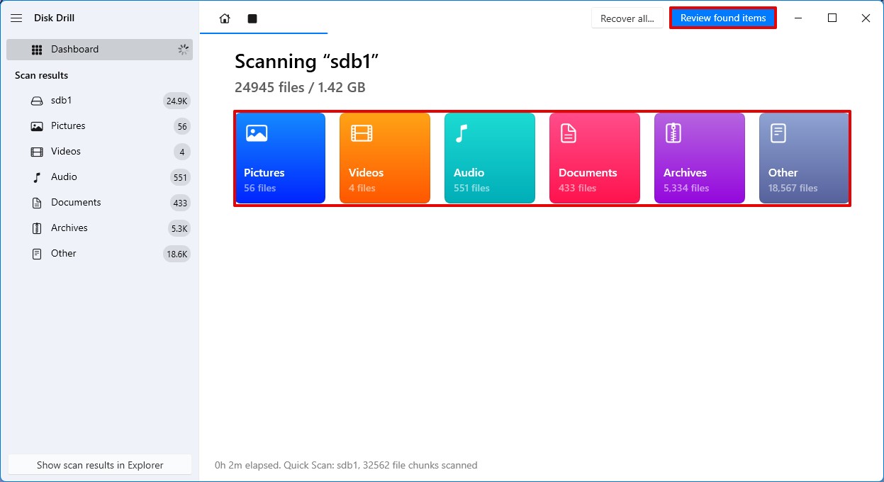 review files found on NAS