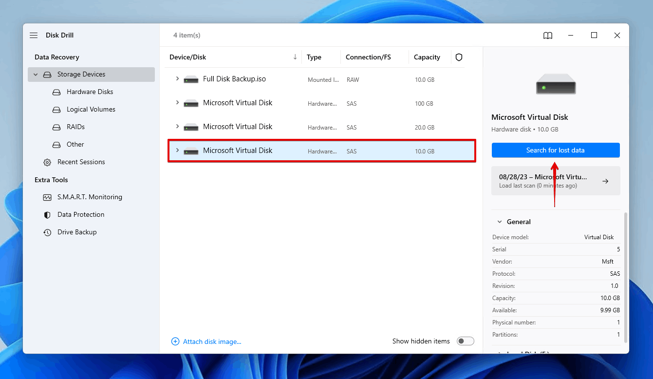 Scanning the crashed drive for data.