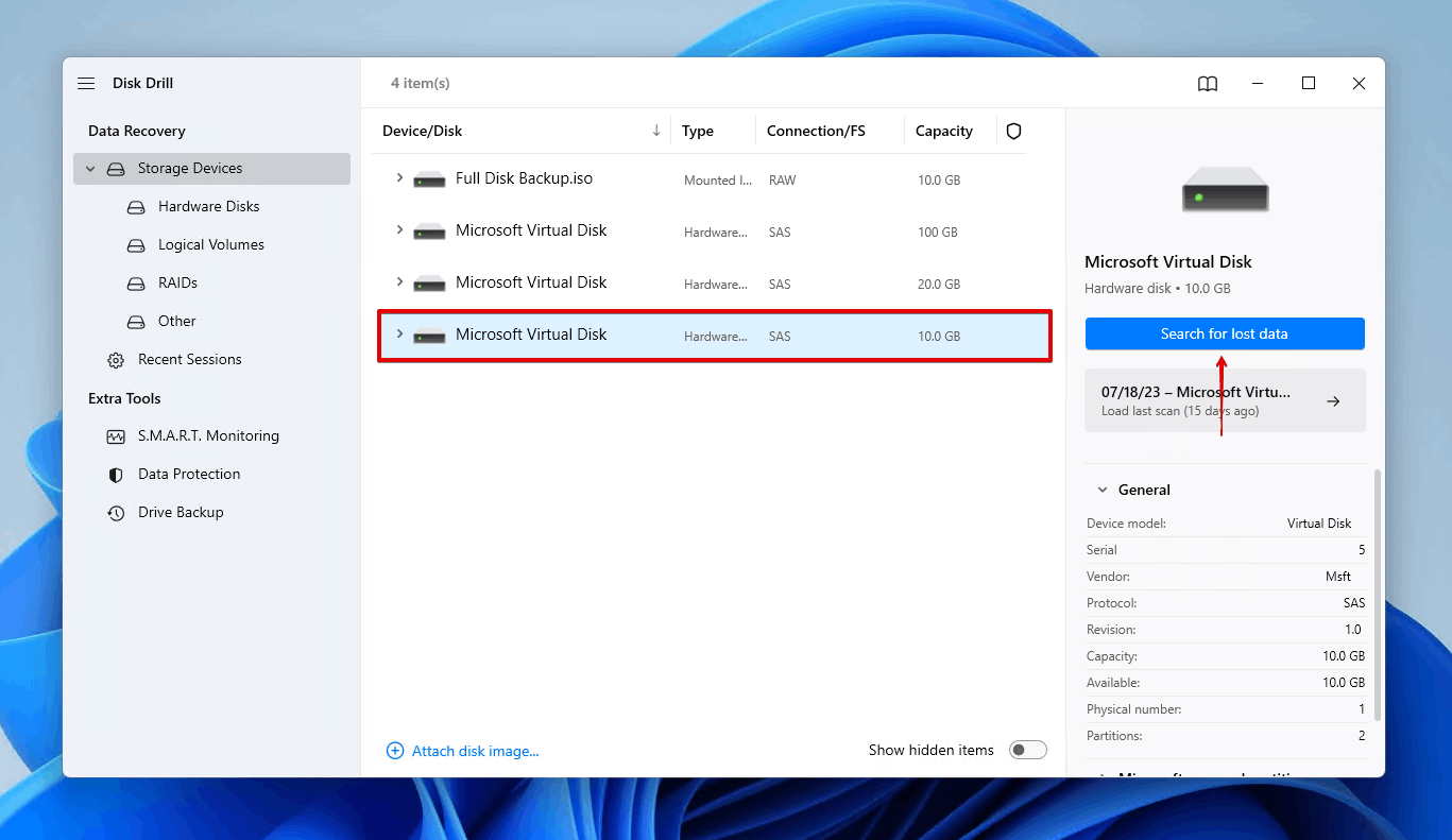 Scanning the drive for data.