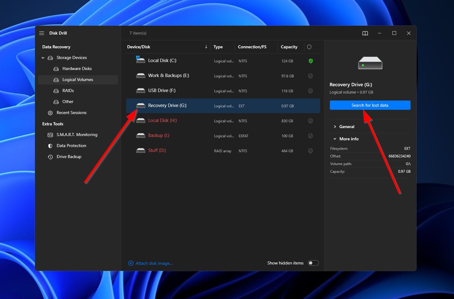 select ext4 partition