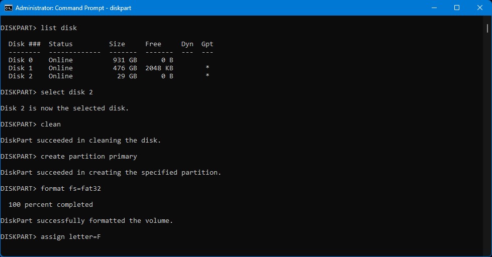 assign letter to formatted SD card