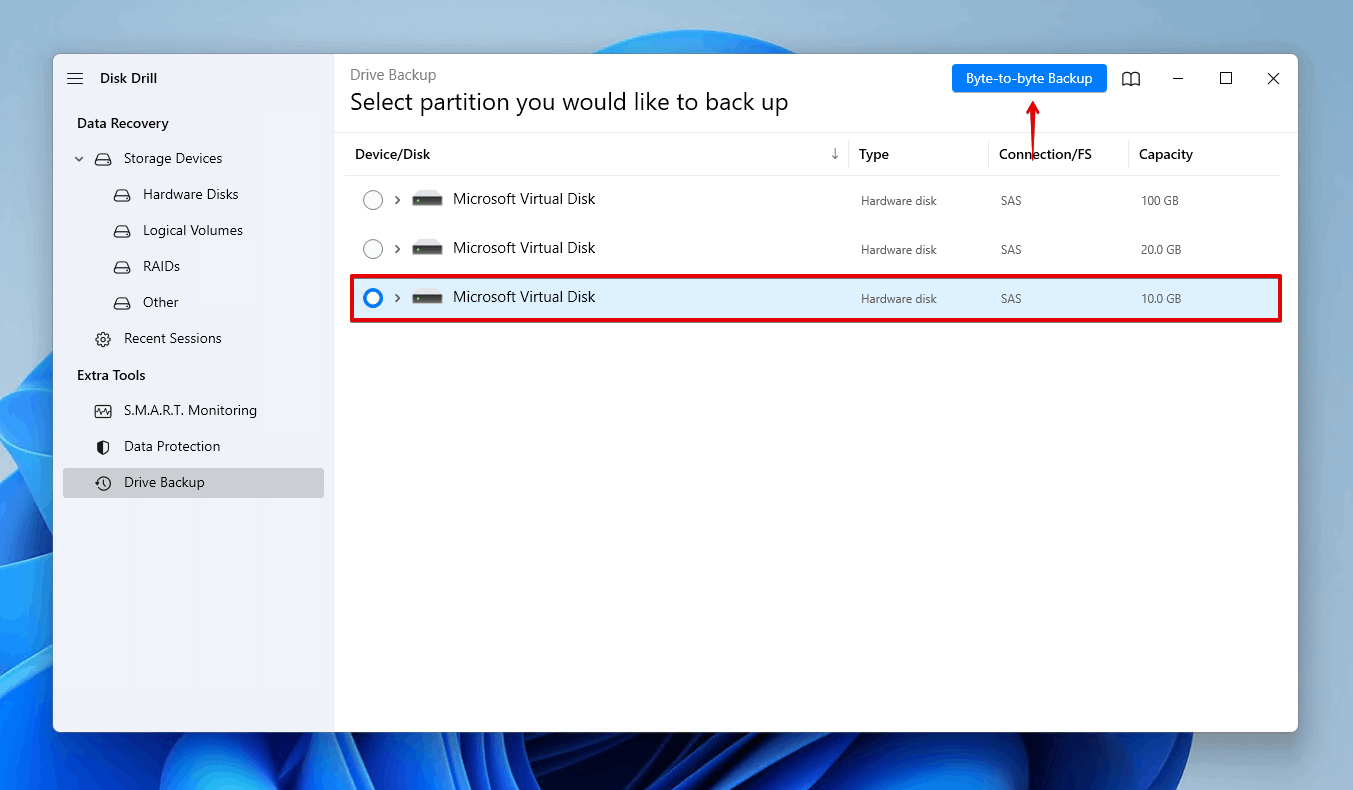 Creating a backup of the SSD.