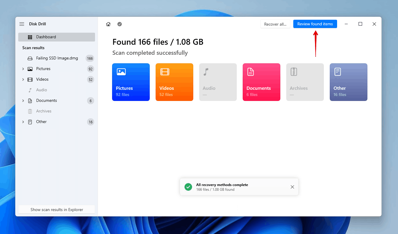 Reviewing the SSD data that Disk Drill found.