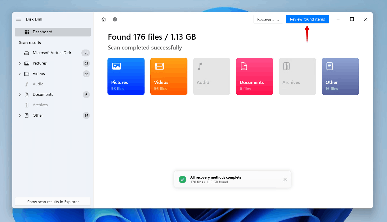 Reviewing the data on the failing disk.