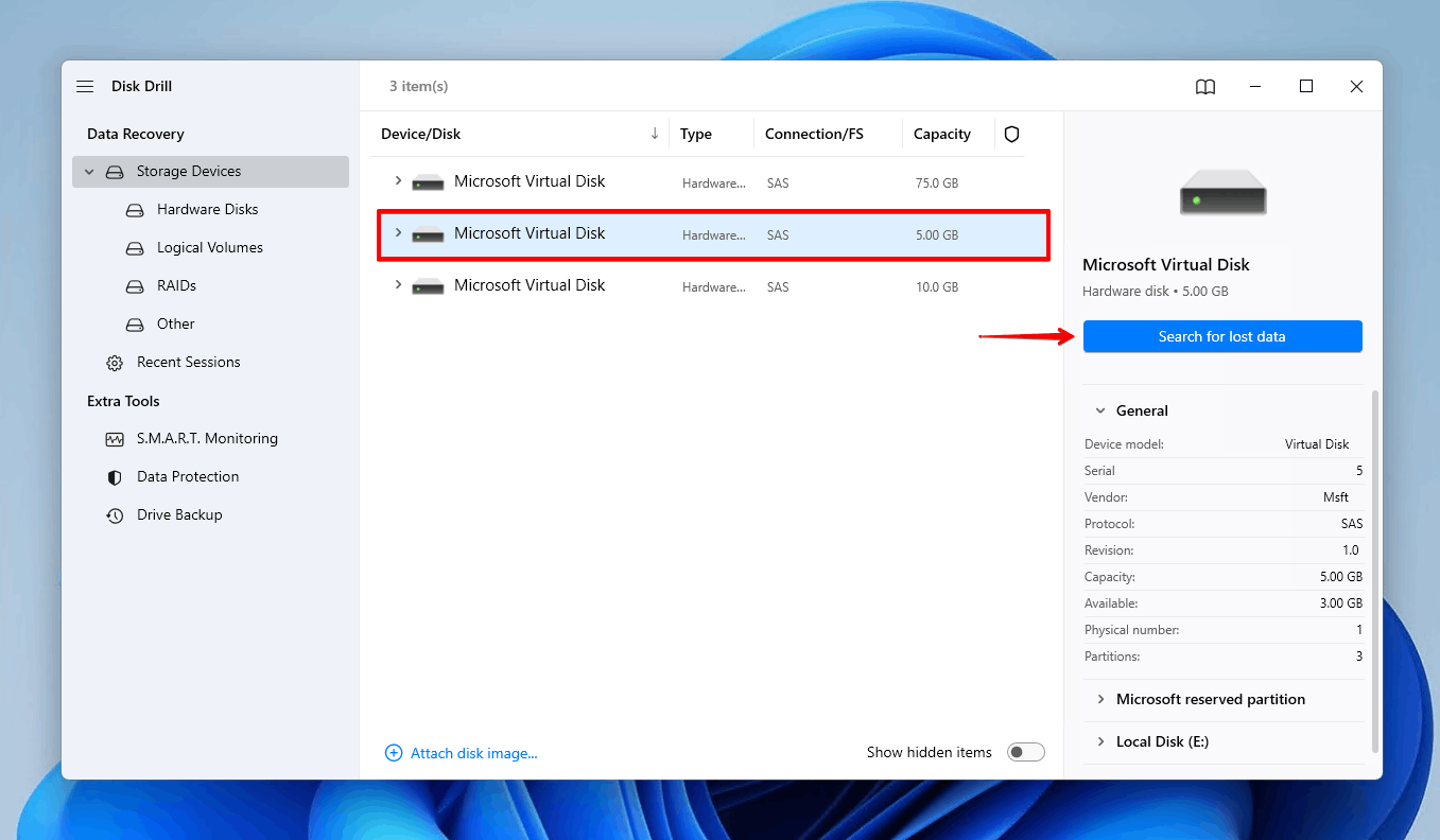 Scanning the drive for lost partitions.