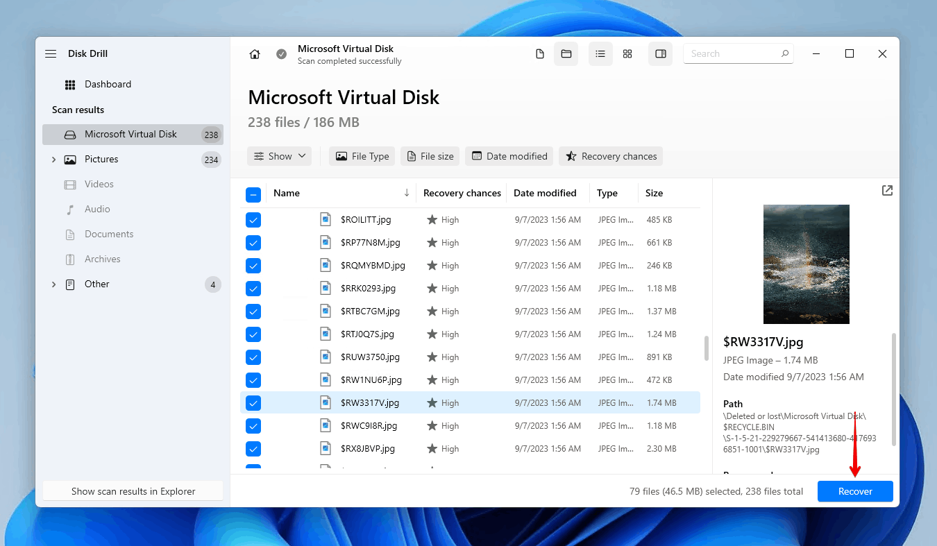 Récupération des fichiers à partir du lecteur de disque problématique.