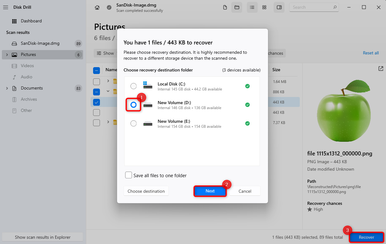 recover selected files