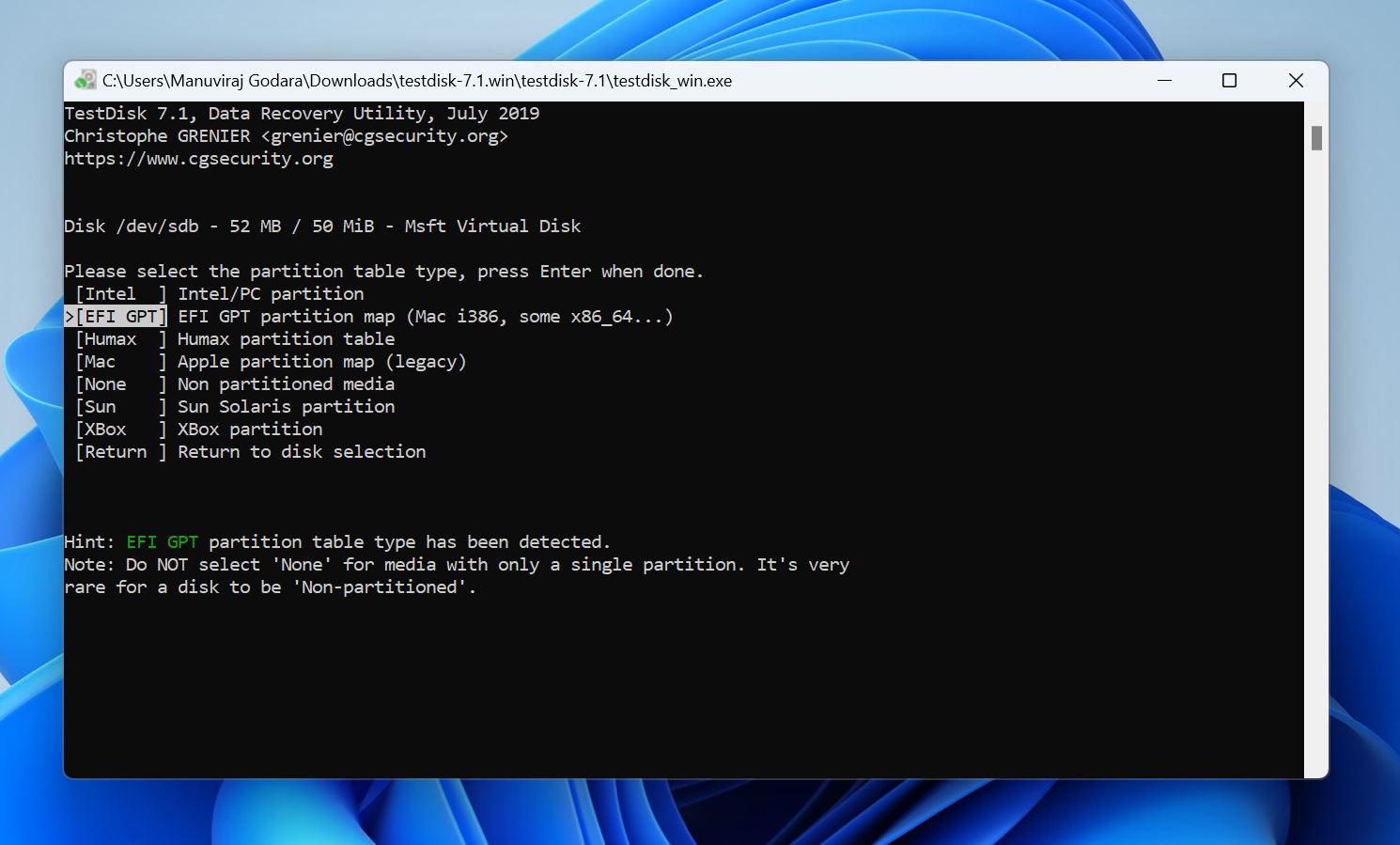 select partition table