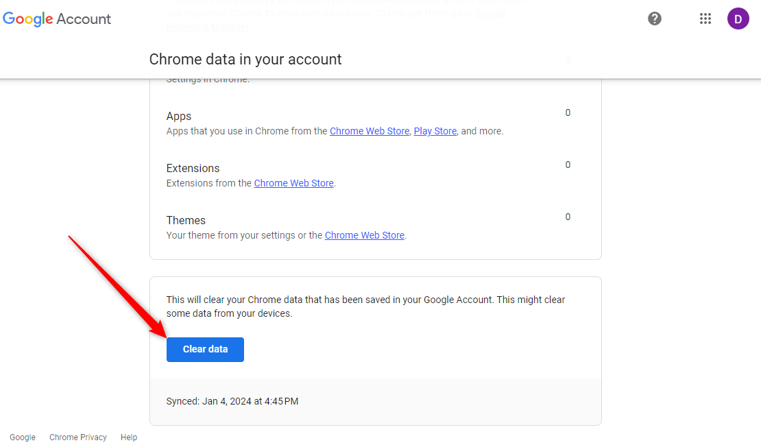 Google Chromeでのデータクリア。