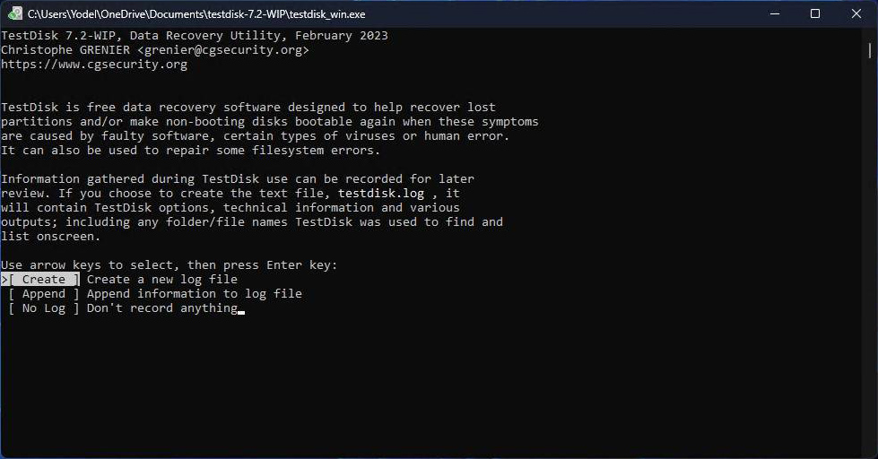 create a new log file