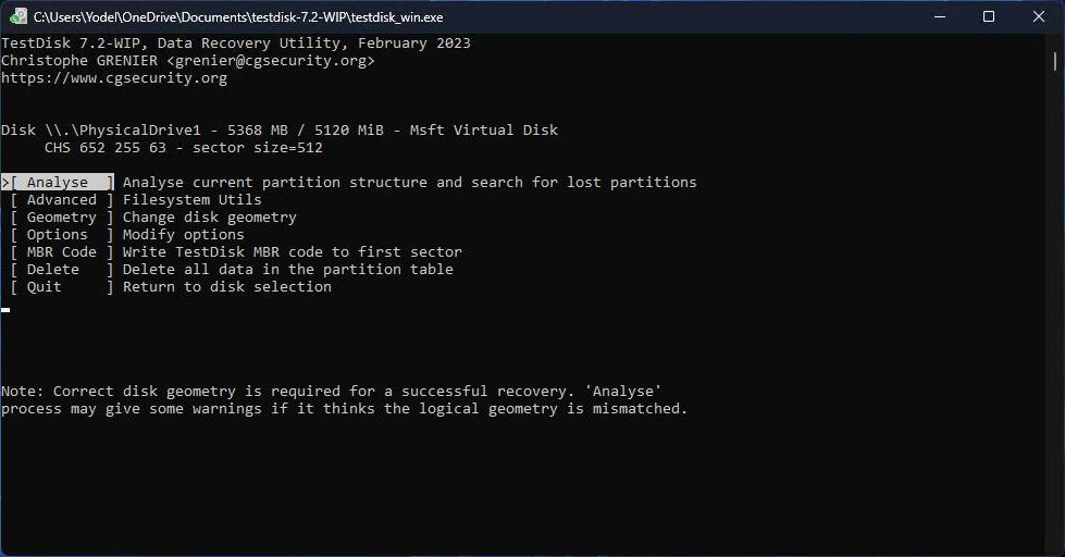 analyze the current partition structure