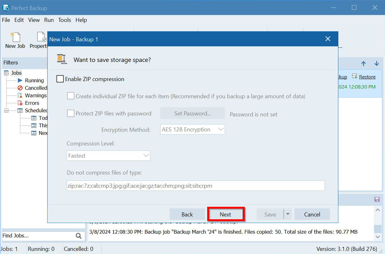 choose wehter to compress backup