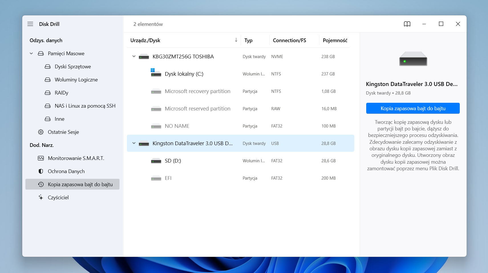 Ekran Byte-to-byte Backup w Disk Drill